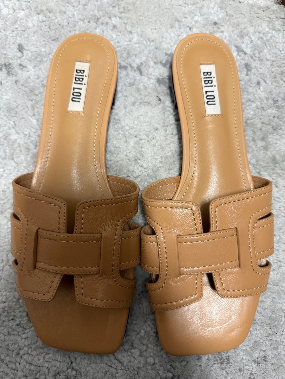 Bibi Lou Tan Slide Sandals — Sleek Casual Comfort